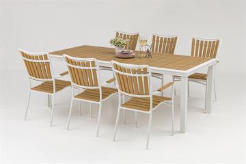 Havemøbelsæt. 216cm Bord + 6 stole i ny artwood - UDSOLGT 2024